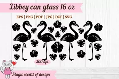 Flamingo with Hibiscus silhouette Libbey Can Glass 16 oz Product Image 2