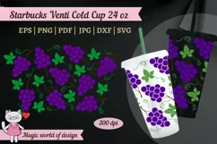 Purple Grapes svg Full Wrap for Tumbler Venti cold Cup 24 oz Product Image 3