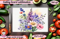 Wildflowers cutting board sublimation design png Product Image 2