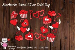 Lovely Heart svg, for Full Wrap Venti Cold Cup 24 oz Product Image 3