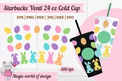 Easter Bunny with eggs svg for tumbler Venti Cold Cup 24oz Product Image 2