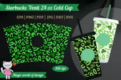 St Patrick Day Cheetah svg for tumbler Venti Cold Cup 24 oz Product Image 1
