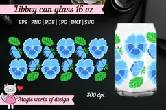 Blue Pansy seamless For Libbey Can Glass 16 OZ Wrap Product Image 1