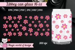 Retro pink flower svg For Libbey Can Glass 16 oz Wrap Product Image 1