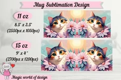 Cat in flowers sublimation design for Mug 15 oz 11 oz Product Image 3