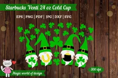 St Patricks day Gnomes SVG for Venti Cold Cup 24 oz No hole Product Image 3