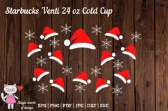 Santa hat svg with snowflakes Full Wrap Venti Cold Cup 24 oz Product Image 2
