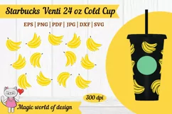 Banana Fruits svg for Full Wrap Venti Cold Cup 24 oz Product Image 3