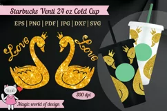 Swan with crown Silhouette svg ,Tumbler Venti Cold Cup 24 oz Product Image 1
