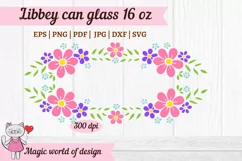 Pink flowers svg for Beer Libbey Can Glass 16 oz Product Image 2