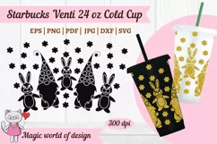 Easter Gnomes silhouette svg for tumbler Venti Cold Cup 24oz Product Image 2