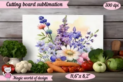 Wildflowers cutting board sublimation design png Product Image 1