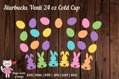 Easter Bunny with eggs svg for tumbler Venti Cold Cup 24oz Product Image 3