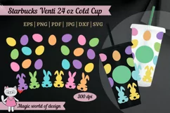 Easter Bunny with eggs svg for tumbler Venti Cold Cup 24oz Product Image 1