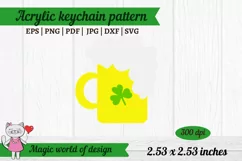 St Patricks Day foam beer, Shamrock acrylic keychain pattern Product Image 2