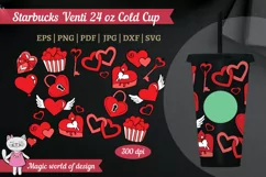 Lovely Heart svg, for Full Wrap Venti Cold Cup 24 oz Product Image 2