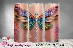 3D Dragonfly 20oz Skinny Tumbler Sublimation Wrap png Product Image 3