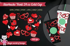 Lovely Heart svg, for Full Wrap Venti Cold Cup 24 oz Product Image 1