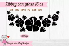 Hibiscus silhouette Flower Beer Libbey Can Glass 16 oz Wrap Product Image 2