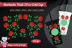 Red Roses for Full Wrap Venti Cold Cup 24 oz, Rose Flower Product Image 1