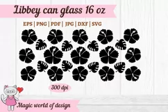 Hibiscus silhouette Flower Beer Libbey Can Glass 16 oz Wrap Product Image 2