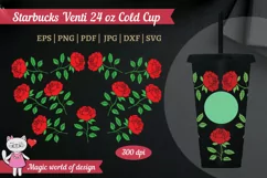Red Roses for Full Wrap Venti Cold Cup 24 oz, Rose Flower Product Image 2