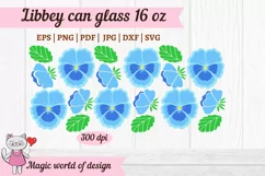 Blue Pansy seamless For Libbey Can Glass 16 OZ Wrap Product Image 3