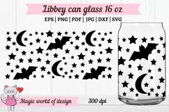 Halloween Bats N Stars, moon svg, Beer Libbey Can Glass 16oz Product Image 1