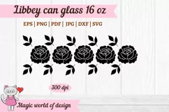 Peony flower silhouette Libbey 16oz can glass svg Product Image 2