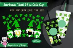 St Patricks Gnomes SVG for tumbler Venti Cold Cup 24 oz Product Image 1