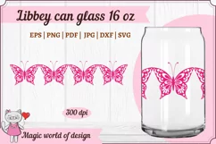 Libbey Glass 16oz Pink Butterfly svg Cricut Silhouette Product Image 1