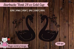 Swan with crown Silhouette svg ,Tumbler Venti Cold Cup 24 oz Product Image 3