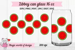 Watermelon Libbey 16 oz Beer Can Glass Svg, Summer Svg Product Image 1