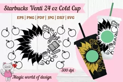Teacher Sunflower svg apple, for tumbler Venti Cold Cup 24 Product Image 1