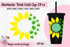 Marijuana and half of a sunflower for Tumbler Cold Cup 24 Oz Product Image 2