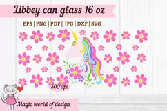 Unicorn with sakura svg for Beer Libbey Can Glass 16 oz Product Image 3