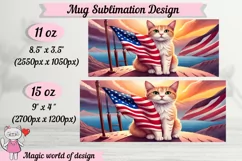 American flag ginger cat Mug Sublimation PNG 11oz & 15 oz Product Image 2