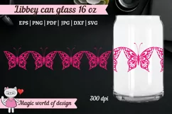 Libbey Glass 16oz Pink Butterfly svg Cricut Silhouette Product Image 3