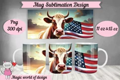 Cow American Flag Sublimation PNG for mug 11oz & 15oz mug Product Image 1