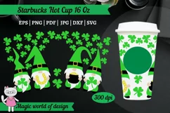 St Patricks Gnomes Clover SVG for tumbler Hot Cup 16 oz Product Image 1