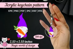 Acrylic Keychain purple Gnome svg with carrots Pattern Product Image 1