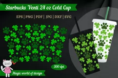 St Patricks day Paw dog SVG for Venti Cold Cup 24 oz No hole Product Image 1