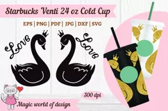 Swan with crown Silhouette svg ,Tumbler Venti Cold Cup 24 oz Product Image 2