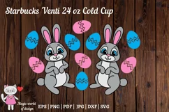 Bunny with eggs SVG, tumbler Venti Cold Cup 24oz no logo Product Image 4