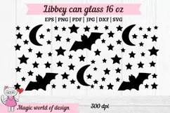Halloween Bats N Stars, moon svg, Beer Libbey Can Glass 16oz Product Image 2