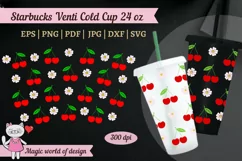 Cherry tumbler cup svg full wrap design with no hole Product Image 1