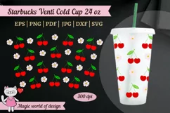 Cherry tumbler cup svg full wrap design with no hole Product Image 4