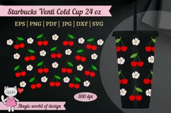 Cherry tumbler cup svg full wrap design with no hole Product Image 3