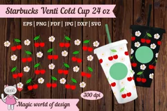 Cherry tumbler cup svg full wrap design with no hole Product Image 5