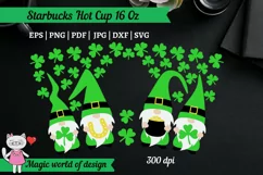 St Patricks Gnomes Clover SVG for tumbler Hot Cup 16 oz Product Image 2